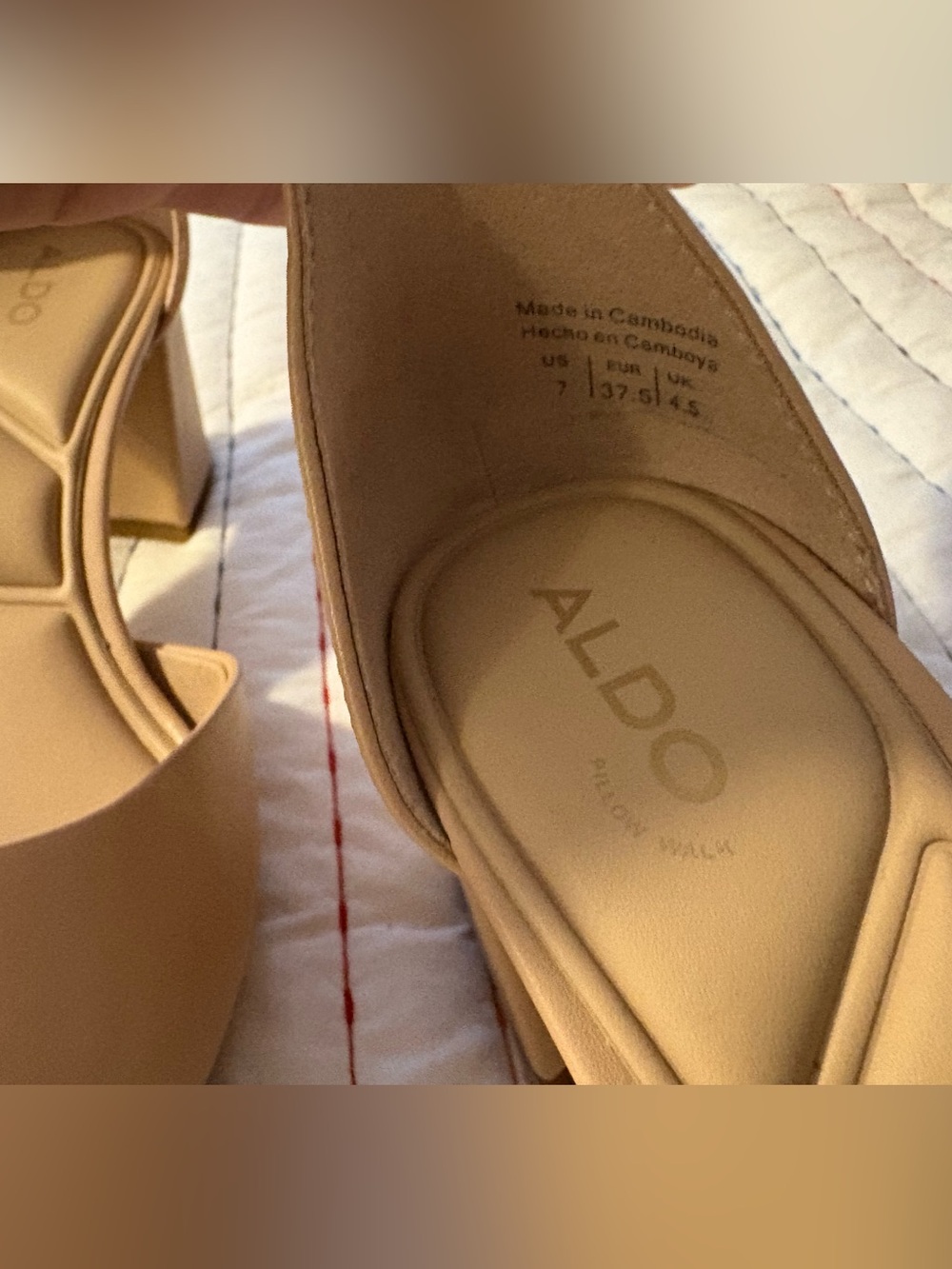 ALDO Beige Pointed Toe Ankle Strap Heels - Picture 5 of 5